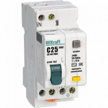 Дифференциальный автоматический выключатель SCHNEIDER ELECTRIC DEKRAFT 1Р+N 40А 30мА тип AC х-ка С ДИФ-102 нов. 4,5кА