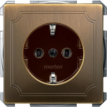 Механизм розетки SCHNEIDER ELECTRIC MERTEN 16А с з/к б/шт. АНТИЧНАЯ ЛАТУНЬ, QF SD