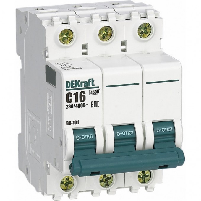Автоматический выключатель SCHNEIDER ELECTRIC DEKRAFT 3Р 20А х-ка D ВА-101 4,5кА 11127DEK