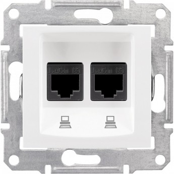 Розетка двойная компьютерная SCHNEIDER ELECTRIC SEDNA RJ45, кат. 5е, неэкр. UTP, белый
