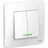 2-клавишный переключатель SCHNEIDER ELECTRIC BLANCA (cх.5), с подсветкой, 6А, 250B, БЕЛЫЙ BLNVS006511