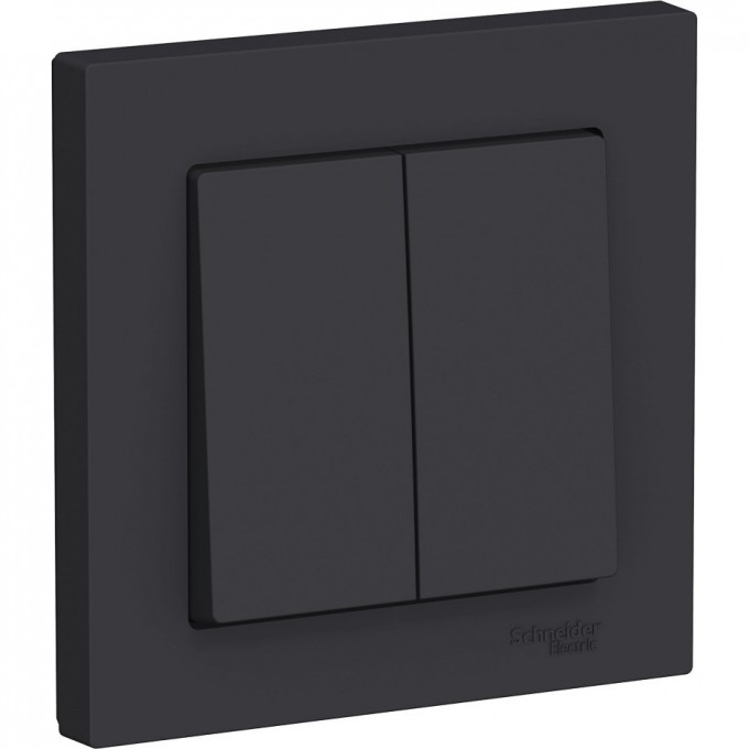 2-клавишный выключатель SCHNEIDER ELECTRIC ATLASDESIGN в сборе, КАРБОН ATN001052