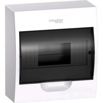Корпус навесной с прозрачной дверцей SCHNEIDER ELECTRIC EASY9 1ряд/8мод,IP40,IK07,63А,2 клеммы,Россия