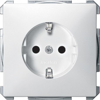 Механизм розетки SCHNEIDER ELECTRIC MERTEN 16А с з/к со шторками, ПОЛ.БЕЛЫЙ, QF SD