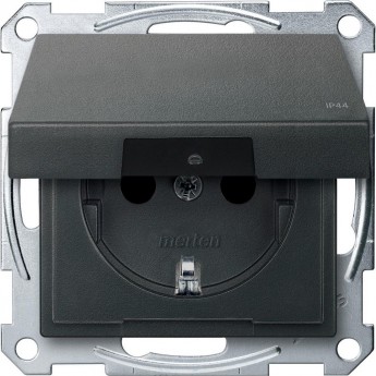 Механизм розетки SCHNEIDER ELECTRIC MERTEN с крышкой з/шт IP44, АНТРАЦИТ, QF SM