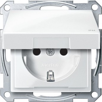 Механизм розетки SCHNEIDER ELECTRIC MERTEN с крышкой з/шт IP44, ПОЛ.БЕЛЫЙ, QF SM