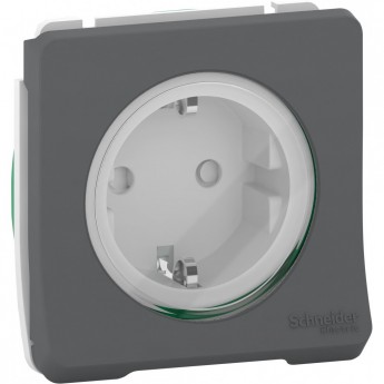 Механизм SCHNEIDER ELECTRIC MUREVA S розетки с заземляющим контактом и шторками, винт.клеммы, АНТРАЦИТ, IP55