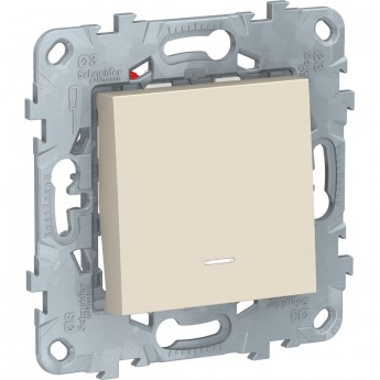 Переключатель 1-клавишный SCHNEIDER ELECTRIC UNICA NEW, перекрестный, с подсветкой, сх. 7а, бежевый
