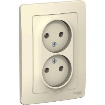 Розетка двойная SCHNEIDER ELECTRIC BLANCA с/у без заземления, без шторок, 16А, 250В, молочный