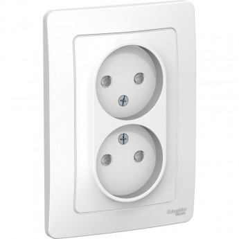 Розетка двойная SCHNEIDER ELECTRIC BLANCA с/у без заземления, со шторками, 16А, 250В, белый