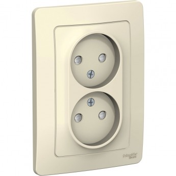 Розетка двойная SCHNEIDER ELECTRIC BLANCA с/у без заземления, со шторками, 16А, 250В, молочный