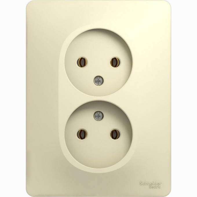 Розетка двойная SCHNEIDER ELECTRIC GLOSSA без заземления, в сборе, бежевый GSL000220