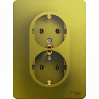 Розетка двойная SCHNEIDER ELECTRIC GLOSSA с заземлением, в сборе, фисташковый