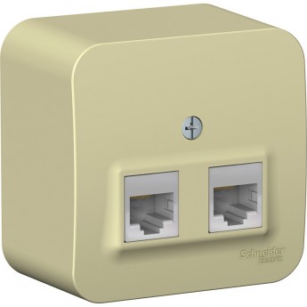 Розетка компьютерная двойная SCHNEIDER ELECTRIC BLANCA RJ45, кат.5E, с изолирующей пластиной, БЕЖЕВЫЙ