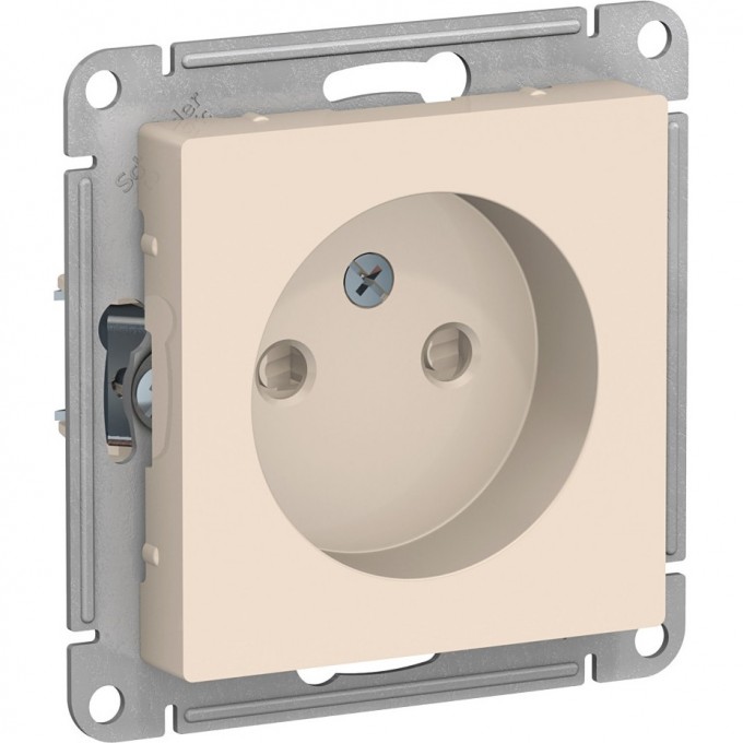 Розетка SCHNEIDER ELECTRIC ATLASDESIGN без заземления, со шторками, механизм, бежевый ATN000249