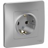 Розетка SCHNEIDER ELECTRIC BLANCA с/у, с заземлением, без шторок, 16А, 250В, алюминий BLNRS001013