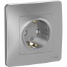 Розетка SCHNEIDER ELECTRIC BLANCA с/у, с заземлением, со шторками, 16А, 250В, алюминий BLNRS001113