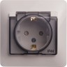 Розетка SCHNEIDER ELECTRIC GLOSSA с заземлением, IP44, со шторкой, с крышкой, в сборе, белый GSL000148