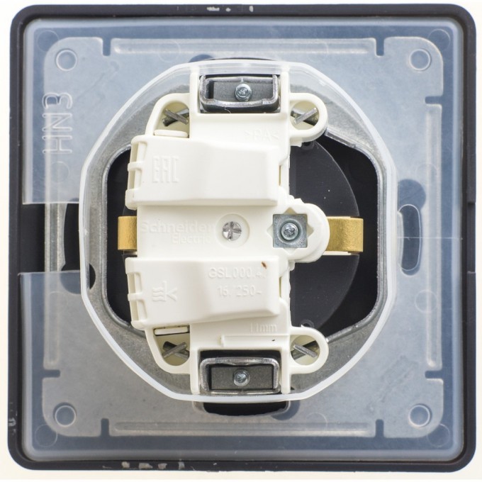Розетка SCHNEIDER ELECTRIC GLOSSA с заземлением, IP44, со шторкой, с крышкой, в сборе, шоколад GSL000848