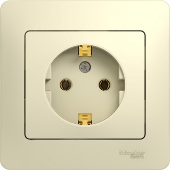 Розетка SCHNEIDER ELECTRIC GLOSSA с заземлением, в сборе, бежевый