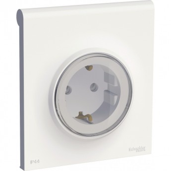 Розетка SCHNEIDER ELECTRIC ODACE с заземлением, с крышкой, IP44, в сборе, белый