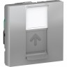 Розетка SCHNEIDER ELECTRIC UNICA NEW компьютерная, RJ45, одиночная, категория 5е UTP,2 модуля, алюминий NU341130