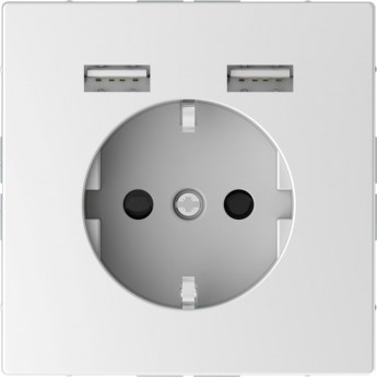 Розетка силовая SCHNEIDER ELECTRIC MERTEN D-LIFE 16А, с зарядкой USB A+A 2,4 A, БЕЛЫЙ ЛОТОС