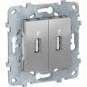 USB-коннектор SCHNEIDER ELECTRIC UNICA NEW, 2-местный, алюминий NU542730