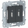 USB-коннектор SCHNEIDER ELECTRIC UNICA NEW, 2-местный, антрацит NU542754