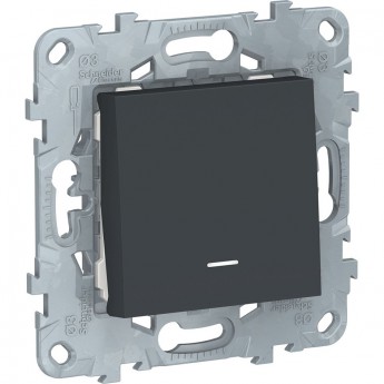 Выключатель 1-клавишный SCHNEIDER ELECTRIC UNICA NEW, с подсветкой, сх. 1а, антрацит
