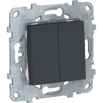 Выключатель 2-клавишный SCHNEIDER ELECTRIC UNICA NEW, сх. 5, антрацит