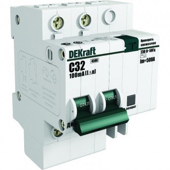 Дифференциальный автоматический выключатель SCHNEIDER ELECTRIC DEKRAFT 2Р 32А 100мА тип AC х-ка С ДИФ-101 4,5кА