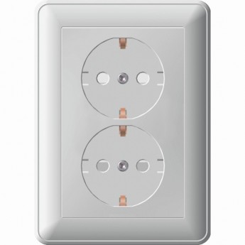 Розетка двойная SCHNEIDER ELECTRIC W59 с заземлением со шторками, 16А, в сборе, слоновая кость