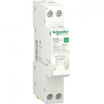 Выключатель автоматический SCHNEIDER ELECTRIC RESI9 дифференциального тока, 2п C 25А 6000А 30мА тип AC 18мм