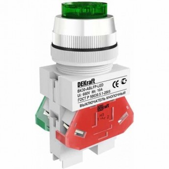 Выключатель кнопочный SCHNEIDER ELECTRIC DEKRAFT ABLFP ?30 мм Цвет:ЗЕЛЕНЫЙ LED 220В ВK-30